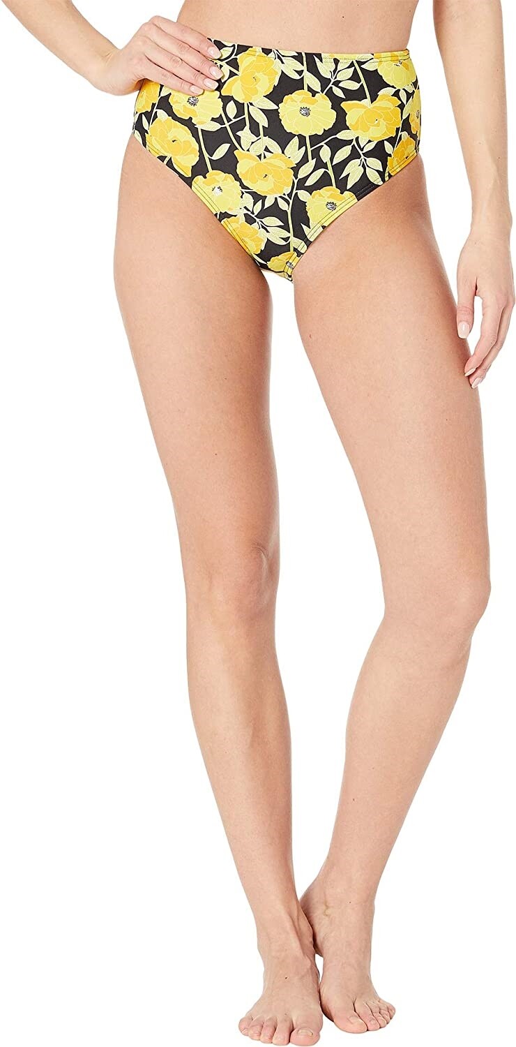 Unique Vintage Women's 184779 Bikini Bottom Swimwear Yellow Poppy Print Size XL