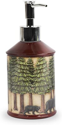 Bear Soap Dispenser for Lodge or Cabin, Rustic Black Bear Decor, Holds 12oz,