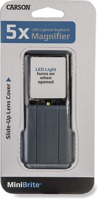 Carson MiniBrite C 5X Pocket Magnifier With Built-In LED Light And Sliding Case