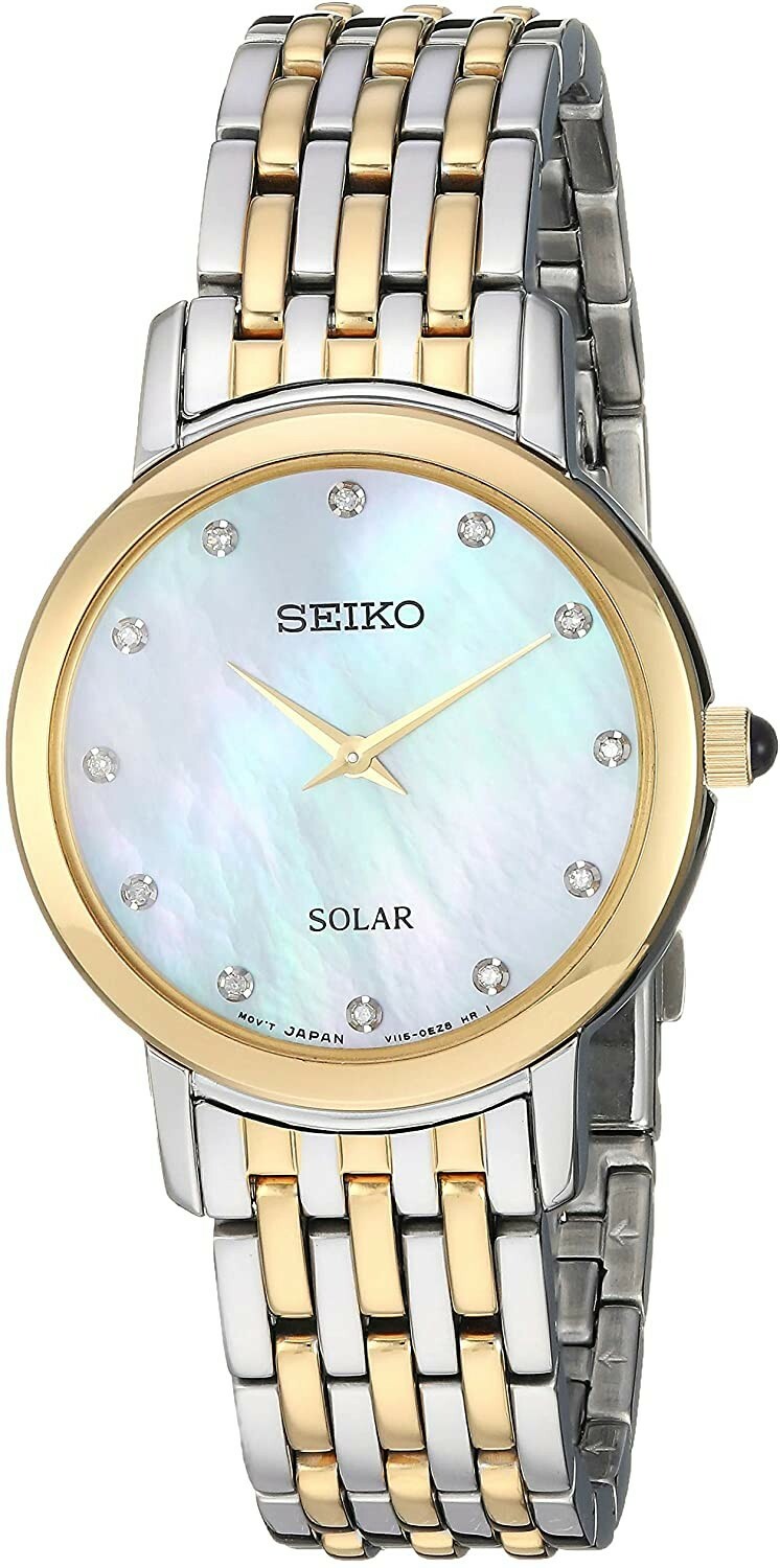 Seiko Solar SUP398 12 Diamonds Two Tone White MOP Dial Seiko Solar SUP398 12 Diamonds Two Tone White MOP Dial