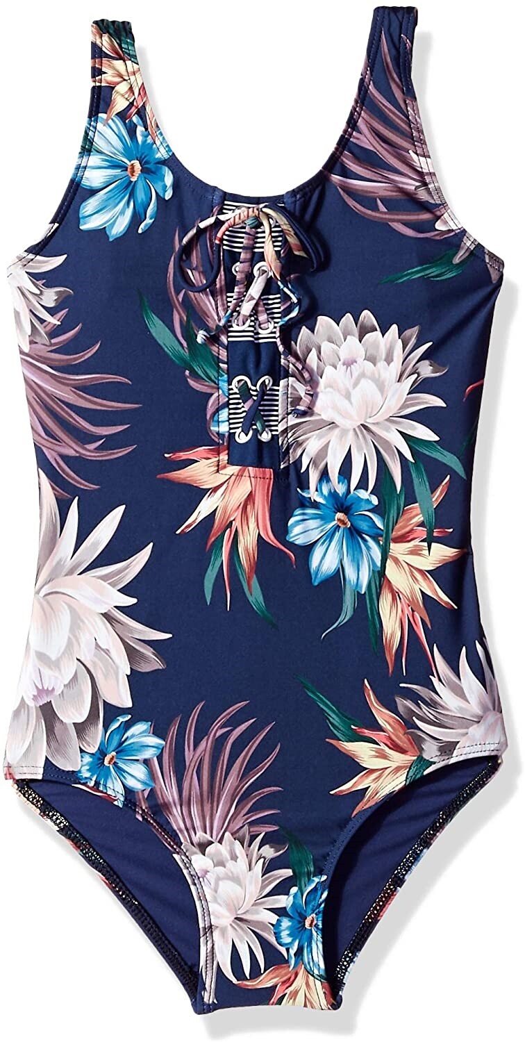 Splendid Girls' 189570 Big Blue Floral One Piece Swimsuit Size 12