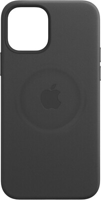 Genuine Apple iPhone 12/12 Pro Leather MagSafe Back Snap On Case Cover - Black