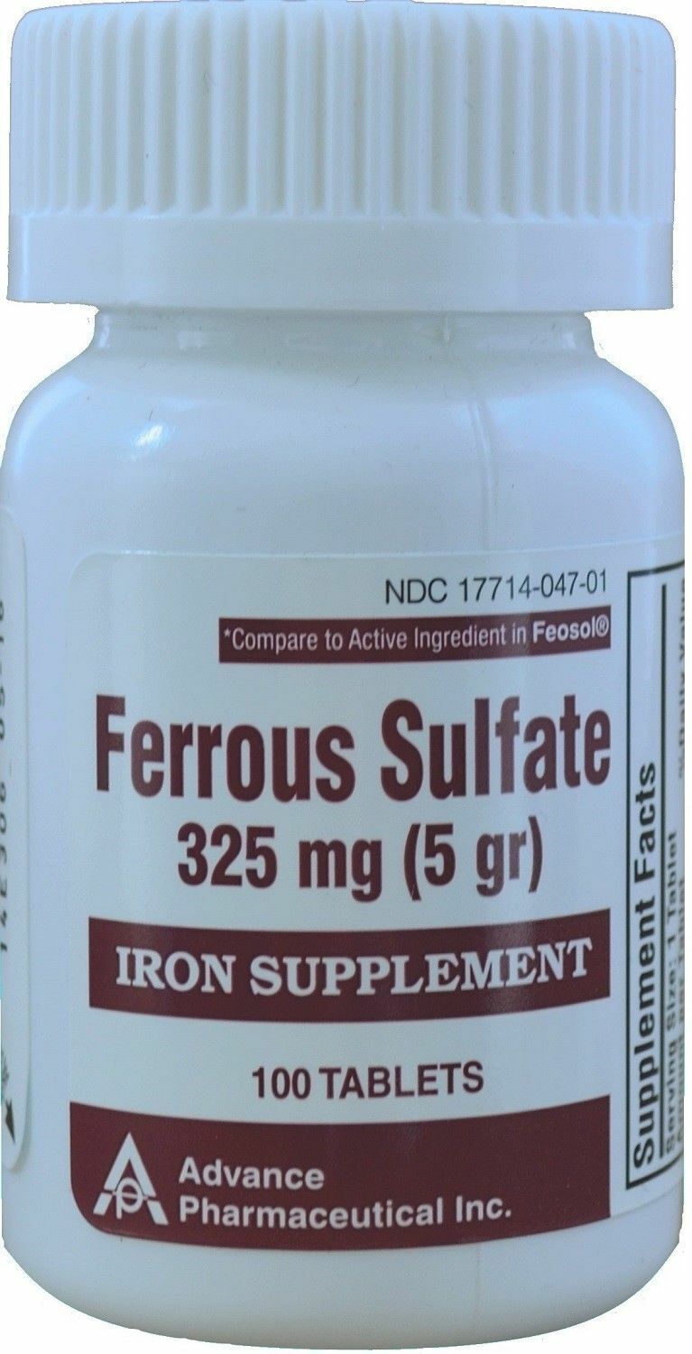325 Mg Generic For Feosol 100 Tablets Per Bottle