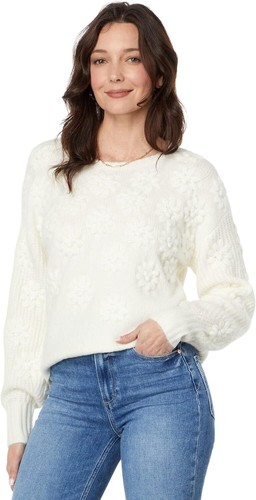 Pre-owned Splendid Women's Floral Margo Sweater In Marshmallow