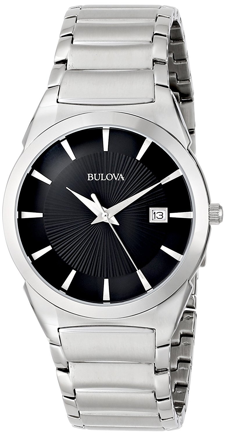 Bulova Men's 96B149 Classic Quartz Black Dial Silver-Tone Bracelet 38mm