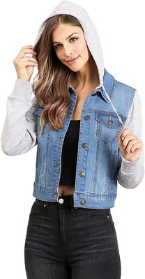 

Женская джинсовая куртка с капюшоном Wax Jeans для юниоров�, Medium wash, Denim Jacket