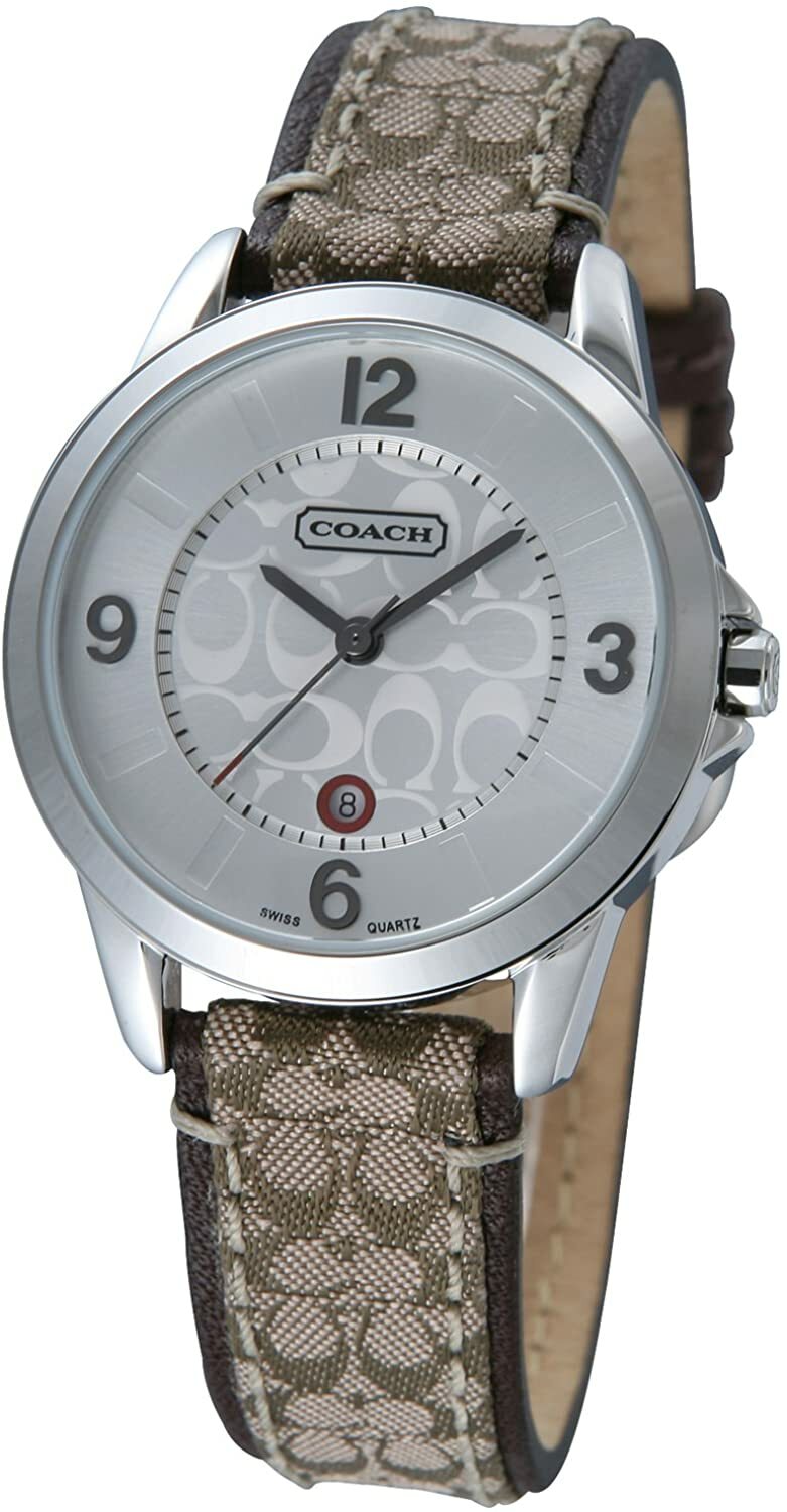 ayaco★ Coach 14500812 Mini Signature Silver Tone Brown Leather Band