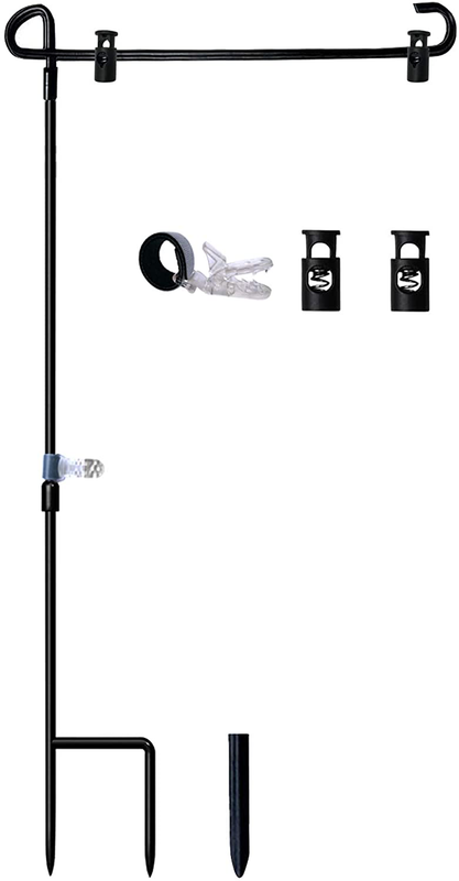 Garden Flag Stand-Holder-Pole With Garden Flag Stopper And Anti-Wind Clip 36.3"H