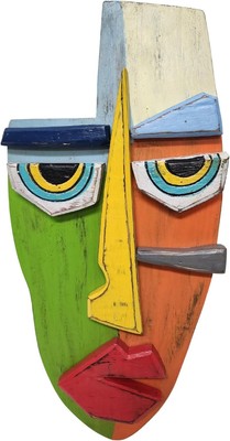 ABSTRACT FACE Wooden Picasso Style Tropical Polynesian Hawaiian Tiki Wall Mask