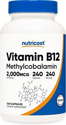 Premium Methylcobalamin B12 2000mcg 240 Capsules Vegetarian, Non-GMO,Gluten-free