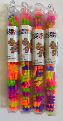Lot of 4 (72/tube) Hashtag Building Blocks Teaching Supply Manipulative Neon