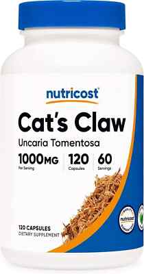 Nutricost Cat's Claw Caps 1000mg, 120 Caps 60 servings - Non-GMO GF -EXP 11/2026