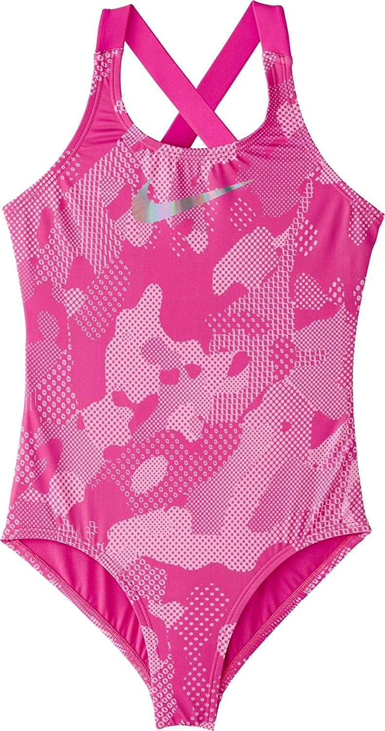 Nike Kids Girl's 183770 Optic Camo Cross-Back One-Piece Swimsuit Size XL