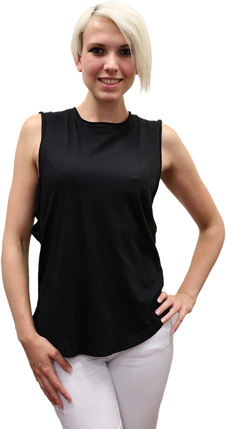 LAmade 171125 Womens Venice Cotton Sleeveless Muscle Tank Top Black Size Medium