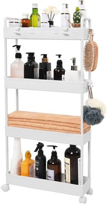 AROGAN Slim Rolling Storage Cart with Wheels, 4 Tier Bathroom Storage Cart