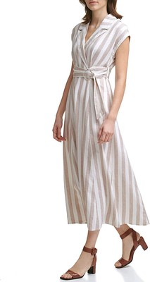 Женский пояс Calvin Klein Maxi Self Belt с воротником-стойкой без рукавов, Хаки/Кремовый, 6