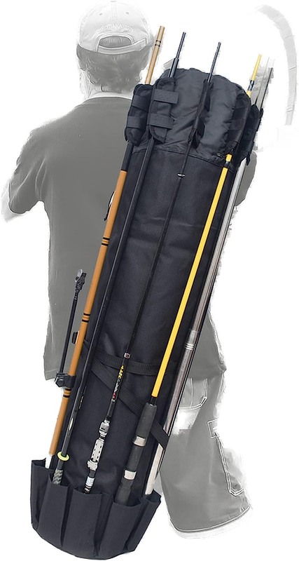 Fishing Rod, Reel, Pole and Tackle Bag Carrier 5 Pole and Tackle Case Black