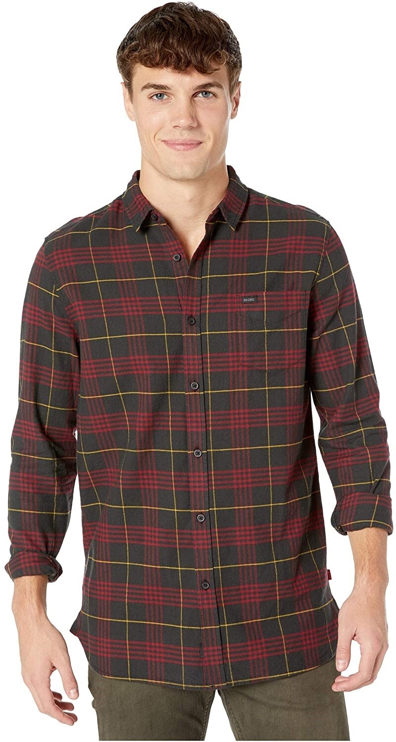 Globe 252430 Men's Dock Long Sleeve Top Long Sleeve Button Up Fire Size Medium