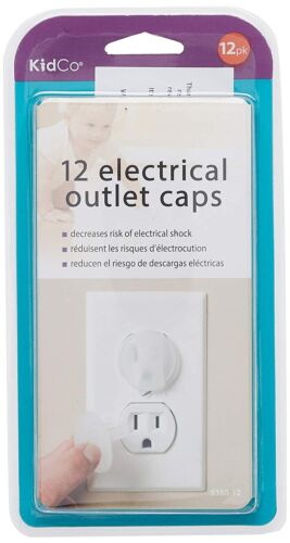 KidCo S360-12 Electrical Outlet Caps - Baby Safety Plug Covers (Clear)