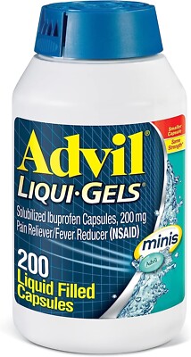 Advil Liqui-Gels minis Pain Reliever 200mg Fever Reducer 200 Liquid Filled Caps