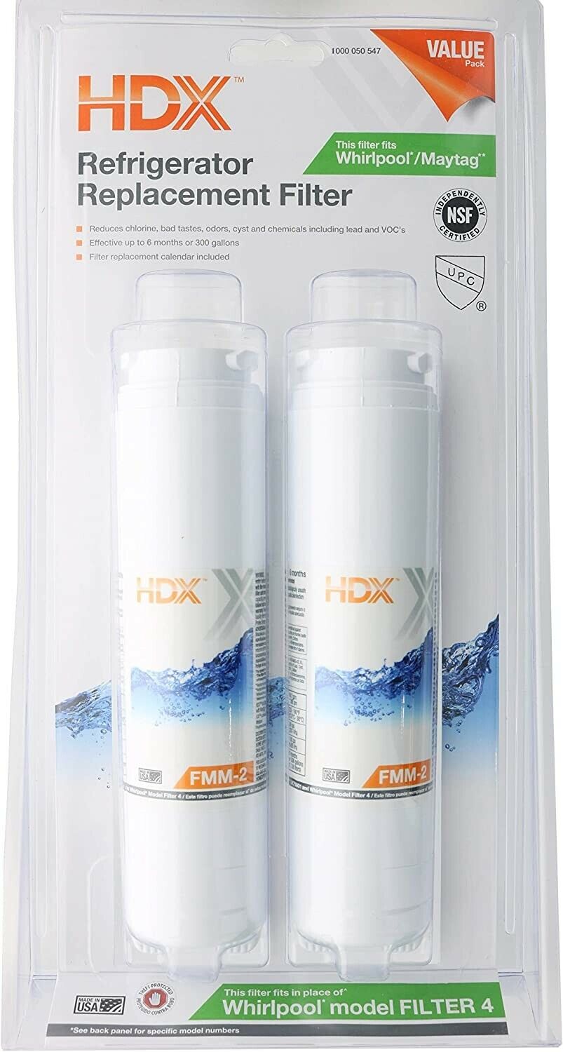 HDX FMM-2 Replacement Water Filter/Purifier for Whirlpool Refrigerators 2pk