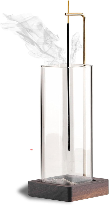 Incense Holder for Sticks [Anti-Ash Flying] with Easy Clean Glass Bottle No Mess