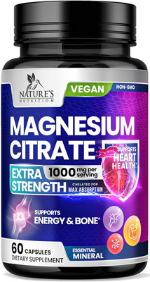 Magnesium Citrate Extra Strength 1000 Mg - Chelated for Max Absorption, Magne...