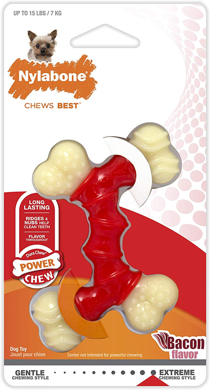 Power Chew DuraChew Double Bone Bacon Dog Chew Toy X-Small