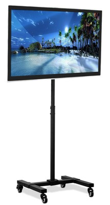 Mount-It Mobile TV Stand with Locking Wheels | Adjustable Height Rolling Cart...