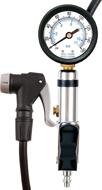 Universal Bicycle Tire Inflator Gauge with Auto-Select Valve Type - Presta and S