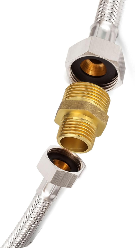 2pcs Brass Reducing Hex Nipple, 1/2" NPT x 3/8" NPT Male Thread Pipe Fitting Ada