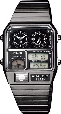 Pre-owned Citizen []  Anadisy Temp Ana-digi Temp Reprint Model Watch Black Jg21