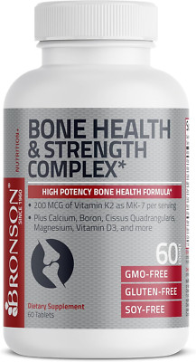 Bone Health & Strength Complex High Potency Formula 200 MCG K2 as MK7 60 Tablets