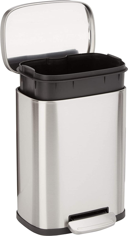 Basics Smudge Resistant Small Rectangular Trash Can with Sof