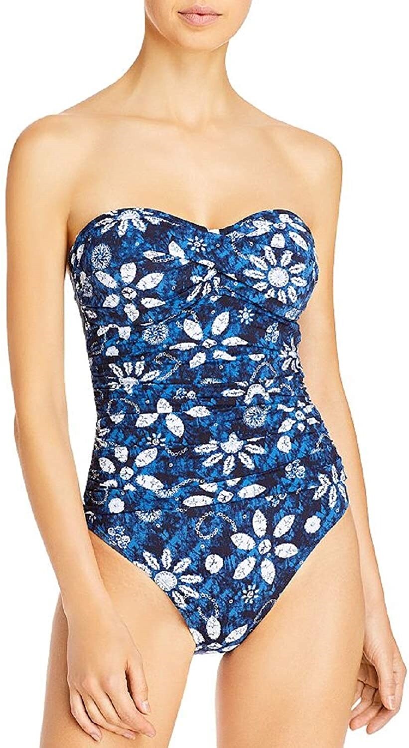 Bleu Rod Beattie 275075 Woman Shirred Bandeau Mio One-Piece Swimsuit Size 8