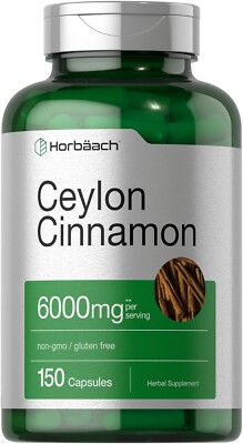 Ceylon Cinnamon 6000 Mg Sugar Metabolism Weight Management Support, 150 Capsules
