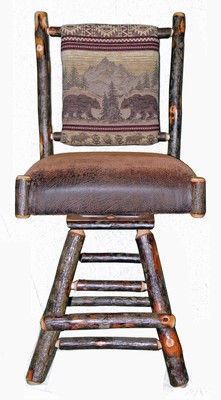 Rustic Hickory Swivel Bar Stool 24