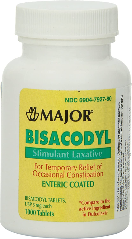 Major Bisacodyl Stimulant Laxative Coated Tablets 5 mg 1000 Tablets GLOBAL SHIP