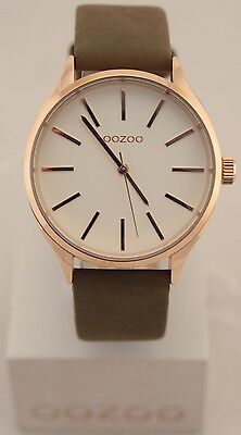 Oozoo Uhr Armbanduhr Designuhr - C8628 - Ø ca. 40 mm - greengrey / white / rosé