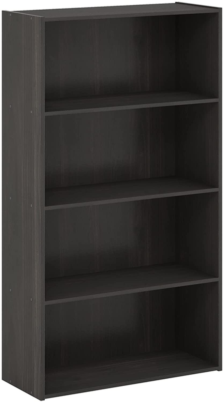 4-Tier Espresso Bookcase - Furinno Pasir Storage Shelves