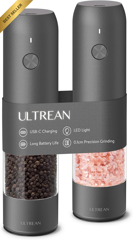 Electric Pepper Grinder, Rechargeable Salt and Pepper Grinder with 6 Adjustable