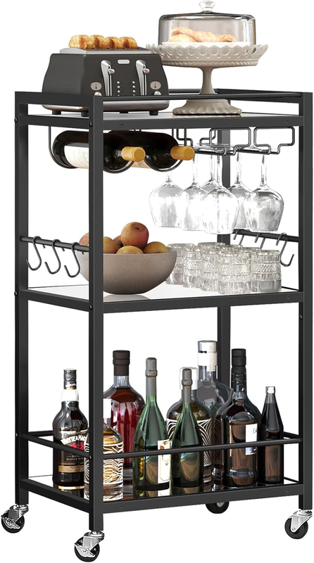 Bar Cart, Home Bar Serving Cart, Microwave Cart, Drink Cart, Mobile Kitchen Shel