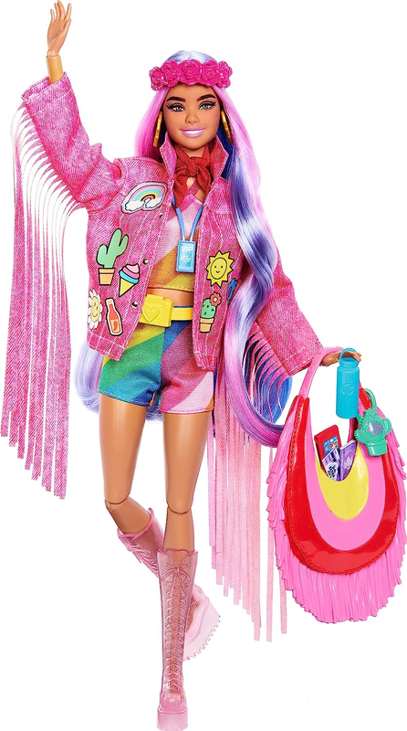 Barbie Extra Fly Doll with Desert-Themed Travel Clothes & Accessories, Fringe Ja