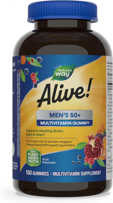 Nature’s Way Alive! Men’s 50+ Daily Gummy Multivitamins, Supports Healthy Brain