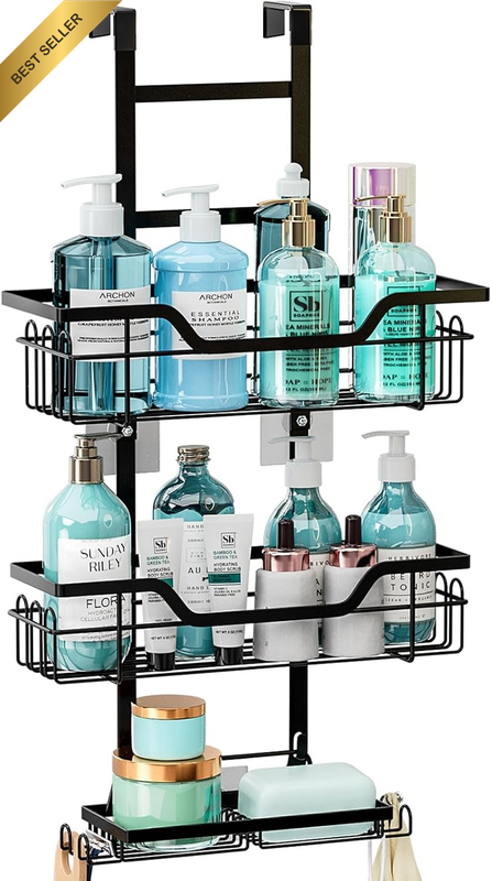 3 Tier over the Door Shower Caddy, No Drilling Adjustable Rustproof Stainless St