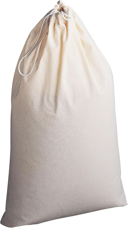 Cotton Laundry Bag, Large, 100% Cotton, Drawstring Top with Cord Lock, Machine W