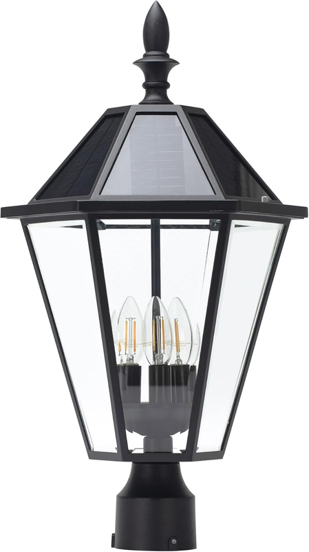 12513Le4-Sl-Head LED Post Solar Light Outdoor, Dusk to Dawn
