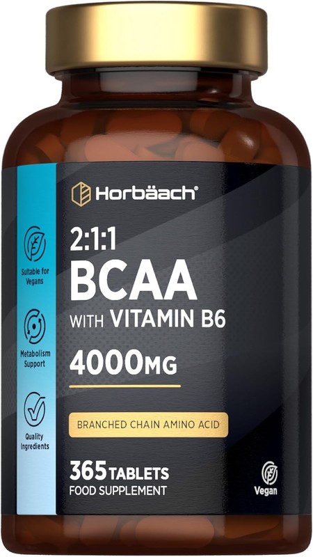 BCAA Tablets | 4000Mg Bcaas per Serving | 3 Months Supply | Essential Amino Acid Supplement with Vitamin B6 | 365 Vegan Tablets | BCAA Powder and Capsules Alternative Pre Workout (Packaging May Vary)