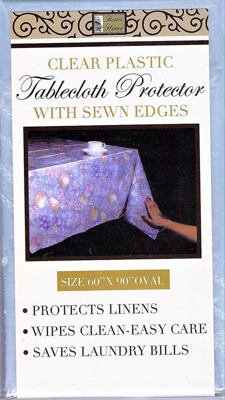 Clear Decorative Tablecloth Cover and Furniture Protector, Multi Size Plastic wi