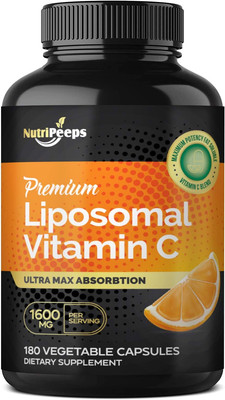 Liposomal Vitamin C 1600Mg, 180 Capsules, Ultra Max Absorption, Fat Soluble VIT 